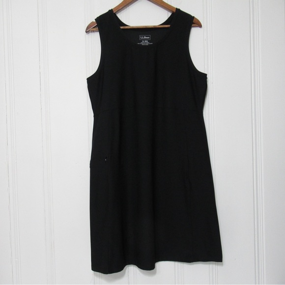 L.L. Bean Black Athletic Dress Lycra Size XL Zipper Pocket - Picture 1 of 9